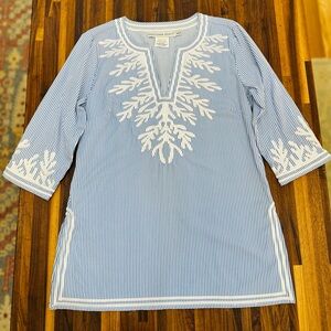 NWOT - Gretchen Scott Blue and White Striped Tunic - Small